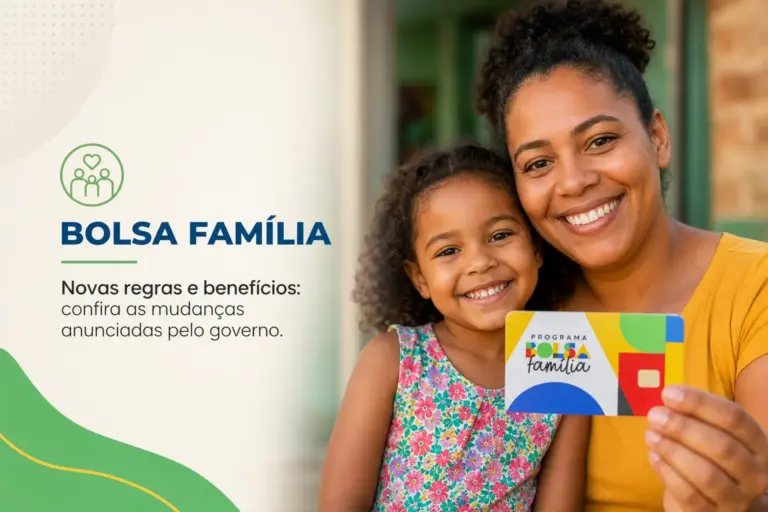 Mãe e filha felizes com o cartão do Programa Bolsa Família